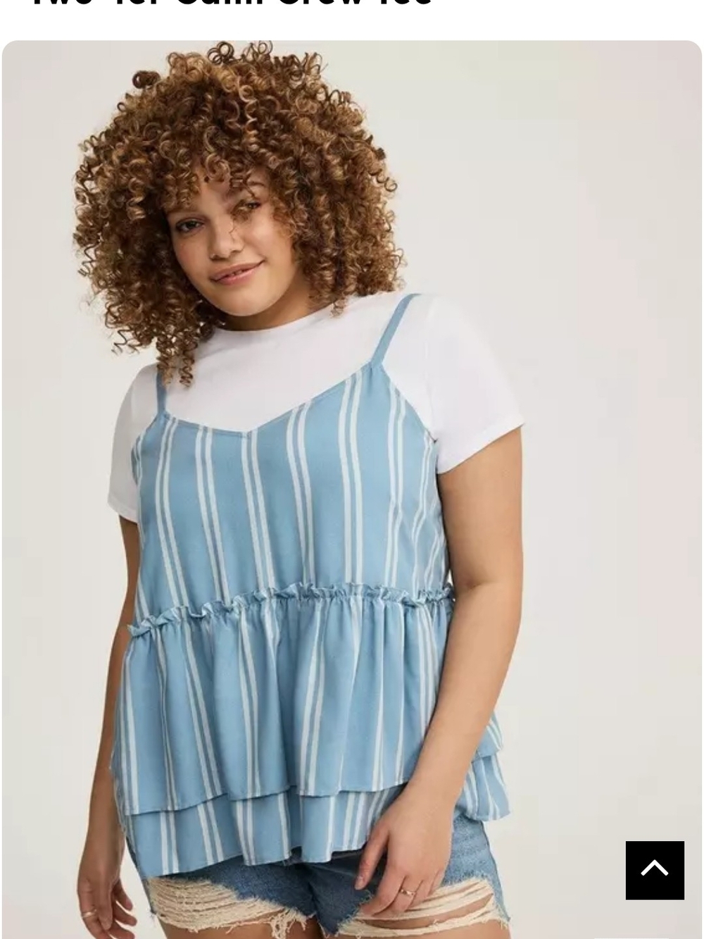torrid Light Blue & White Striped Layered Cami Tank